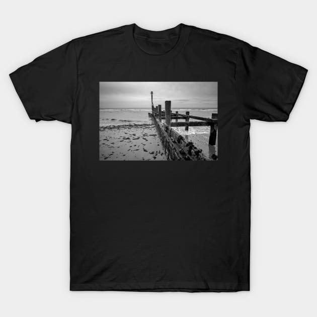 Wooden sea defences at low tide T-Shirt by yackers1